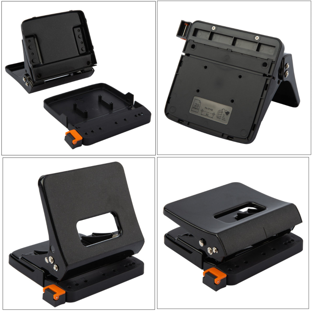 Perforator 25 coli E0142 negru, metalic, cu tehnologie effortless pentru reducerea efortului cu 50%, distanta 80 mm [4]