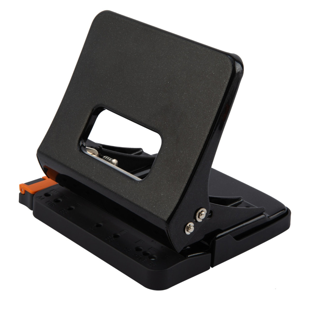 Perforator 25 coli E0142 negru, metalic, cu tehnologie effortless pentru reducerea efortului cu 50%, distanta 80 mm [2]