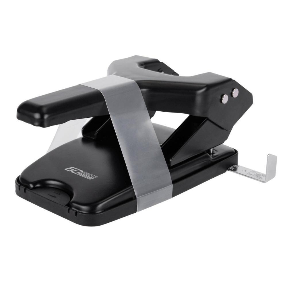 Perforator 60 coli 0160, metalic, distanta 80 mm, diametru 5.5 mm, cu indicator gradat pentru aliniere precisa, culoare neagra [2]