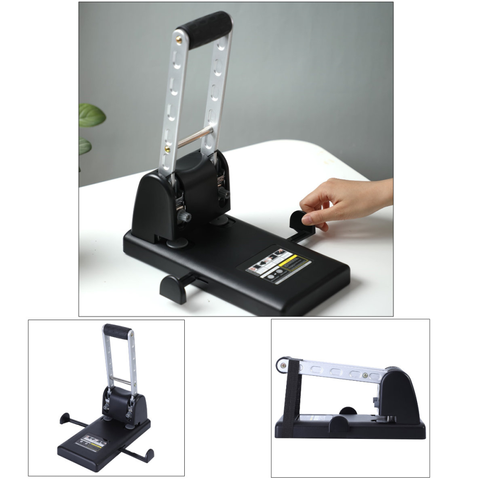 Perforator de mare capacitate 100 coli E0130, metalic, distanta 80 mm, negru, pentru birou si arhive profesionale [3]