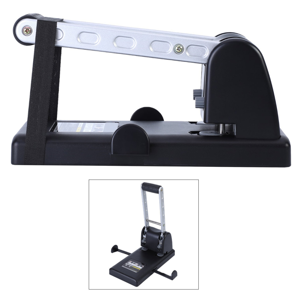 Perforator de mare capacitate 100 coli E0130, metalic, distanta 80 mm, negru, pentru birou si arhive profesionale [2]