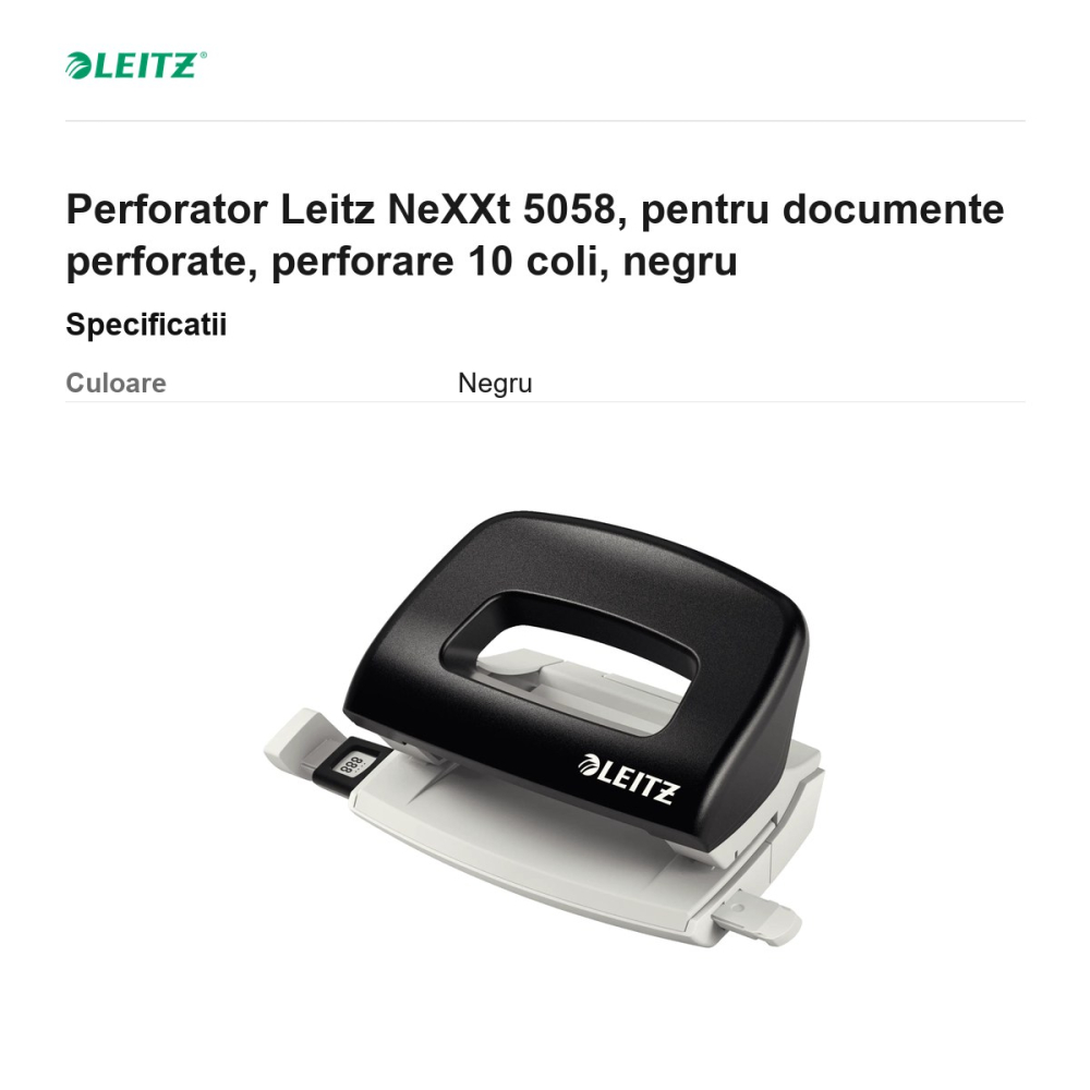 Perforator Leitz NeXXt 5058, pentru documente perforate, perforare 10 coli, negru [3]