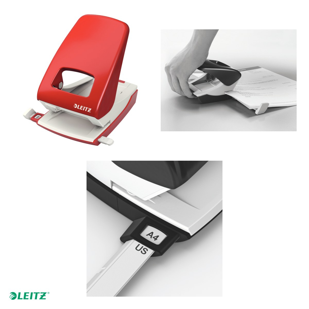 Perforator metalic Leitz 5138 NeXXt Series, perforare 40 coli, pentru documente perforate, rosu [4]