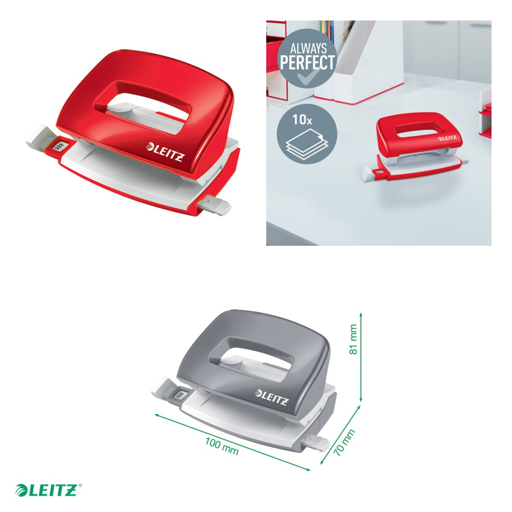 Perforator metalic Leitz WOW 5060 MINI NeXXt Series, perforare 10 coli, rosu [4]