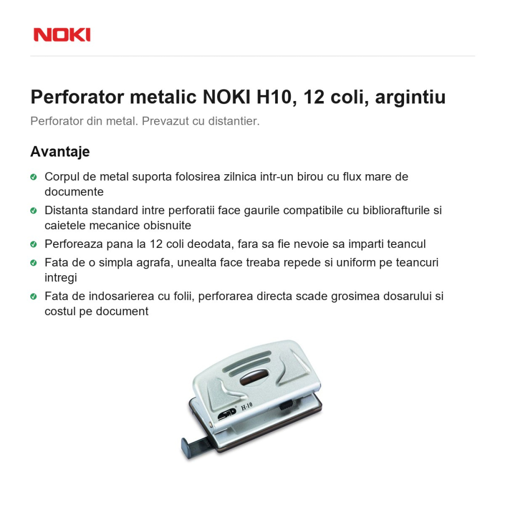Perforator metalic NOKI H10, 12 coli, argintiu [2]