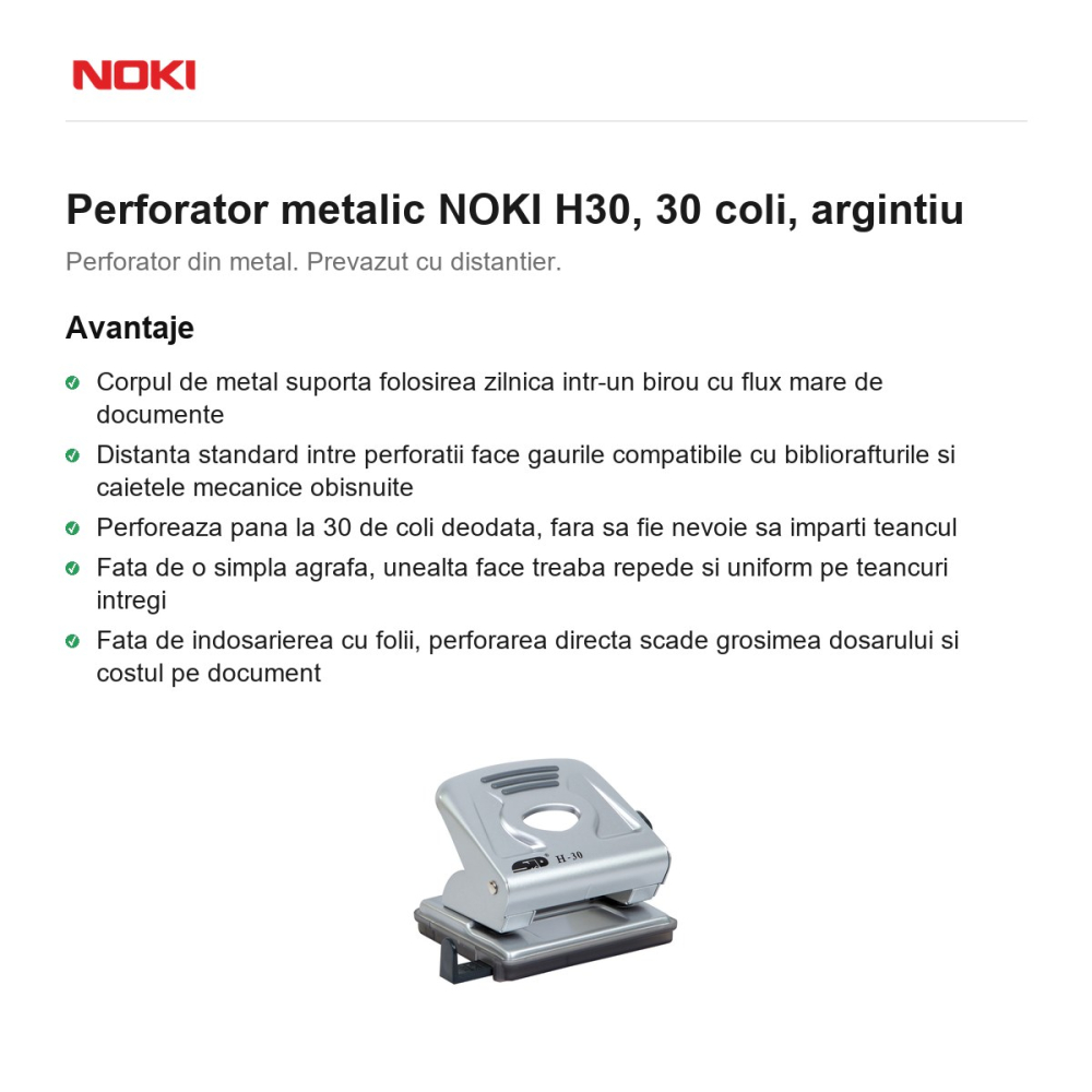 Perforator metalic NOKI H30, 30 coli, argintiu [2]