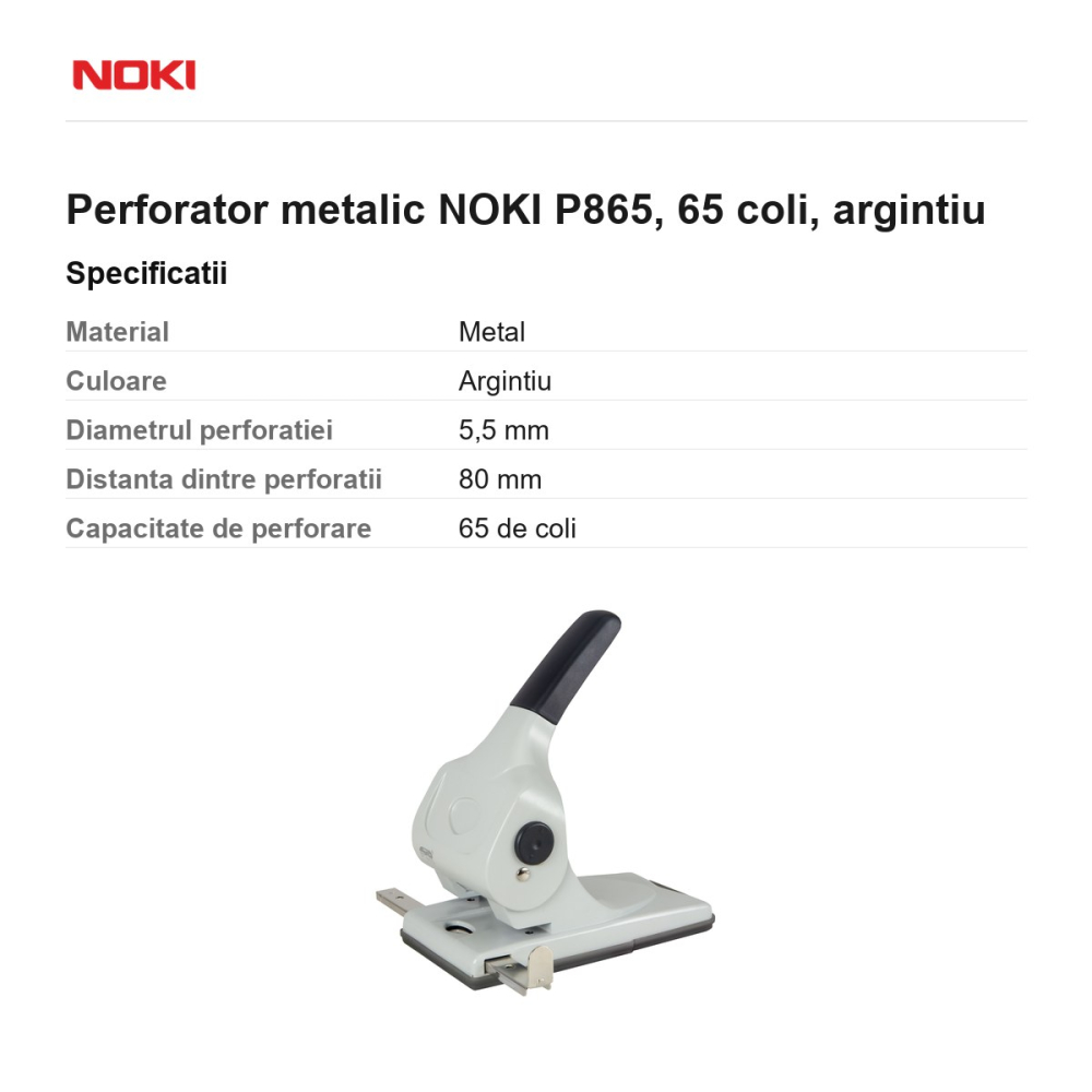 Perforator metalic NOKI P865, 65 coli, argintiu [3]