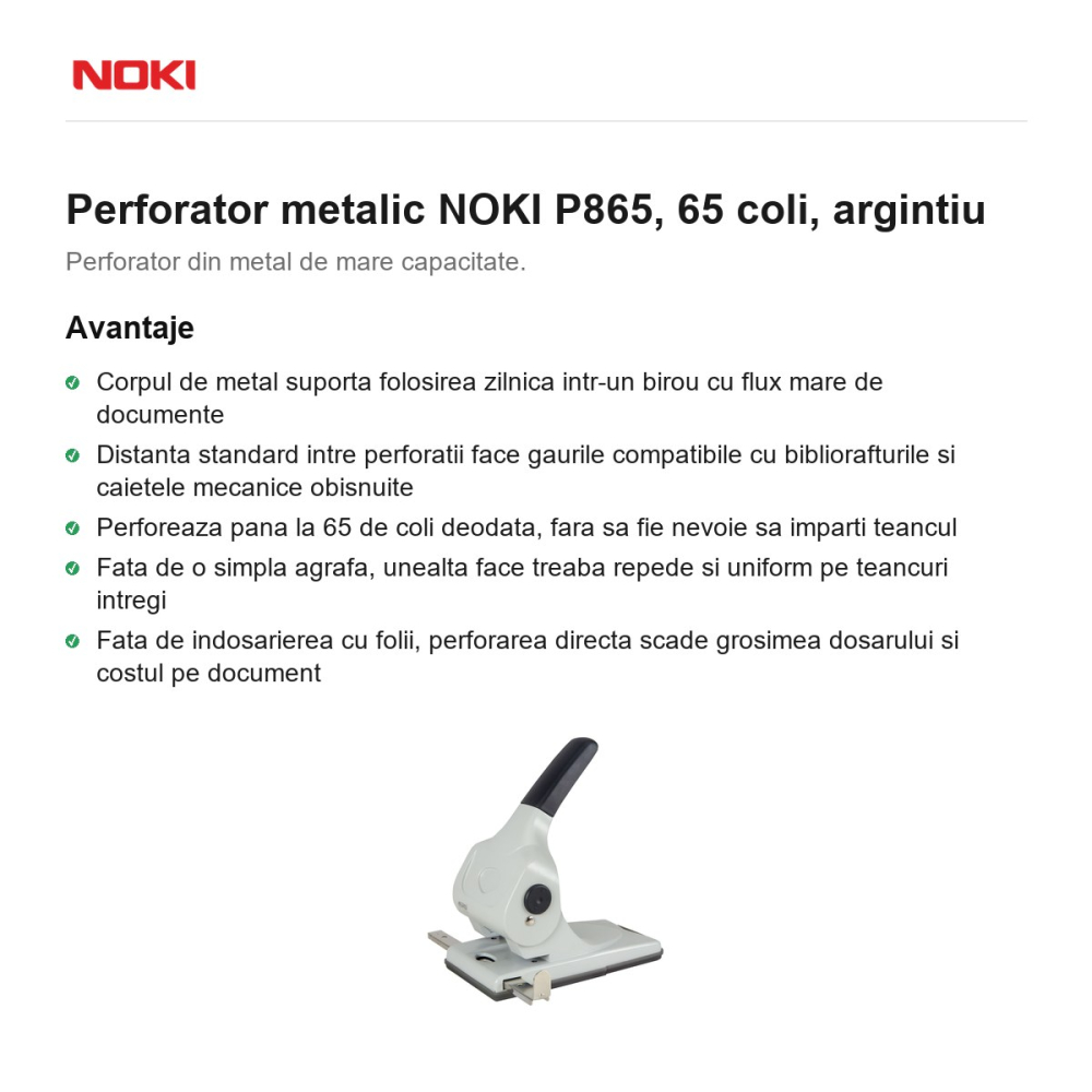 Perforator metalic NOKI P865, 65 coli, argintiu [2]