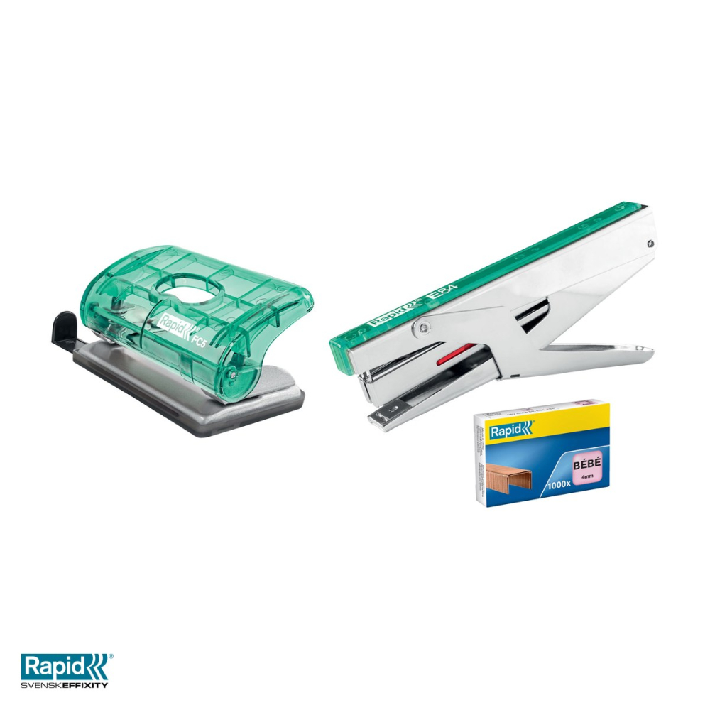 Perforator mic Rapid Colour'Breeze FC5, 2 perforatii, 10 coli, verde [5]