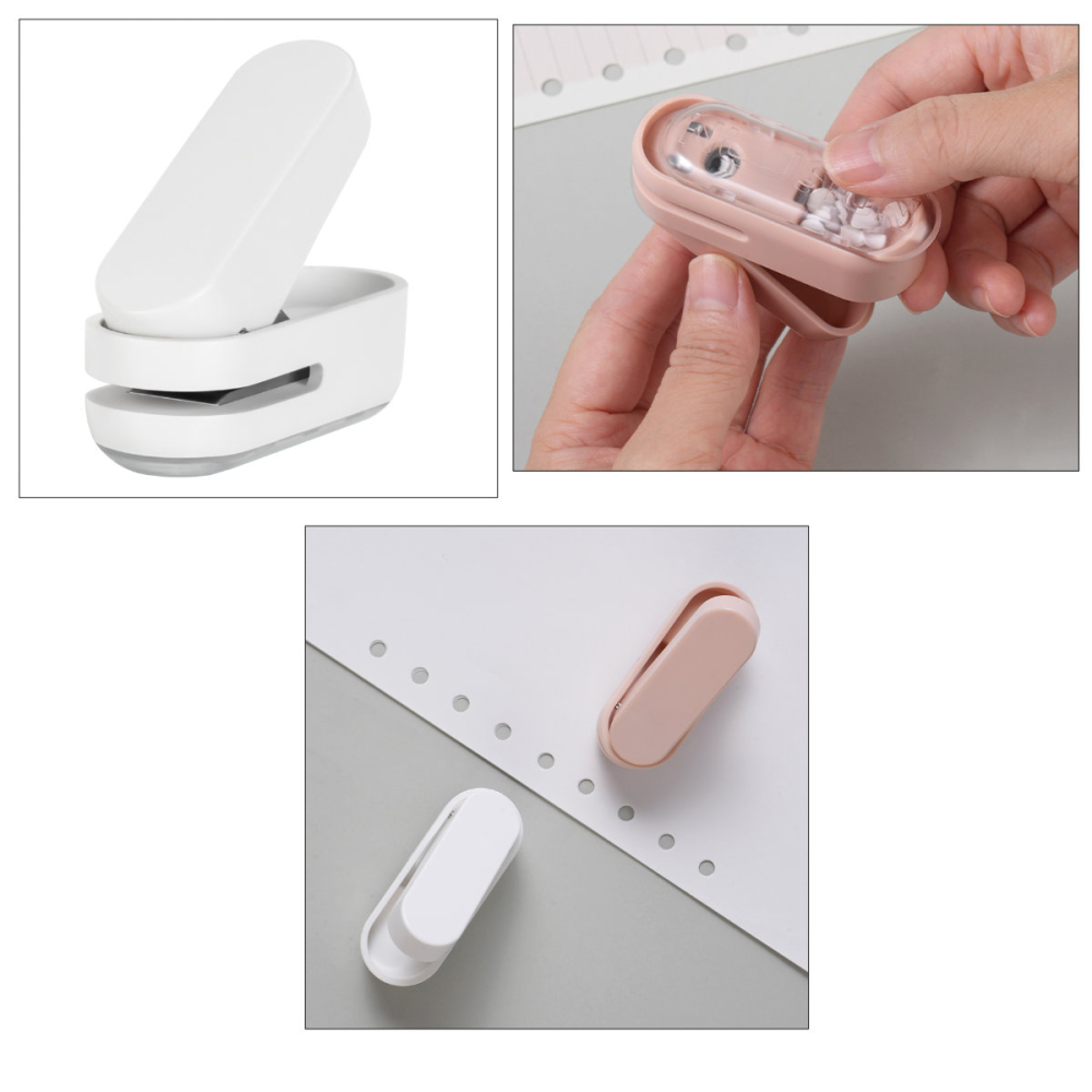 Perforator o gaura 10 coli Nusign, alb, plastic, portabil, diametru 6 mm, adancime 12 mm, dimensiuni 72x28x63 mm [4]