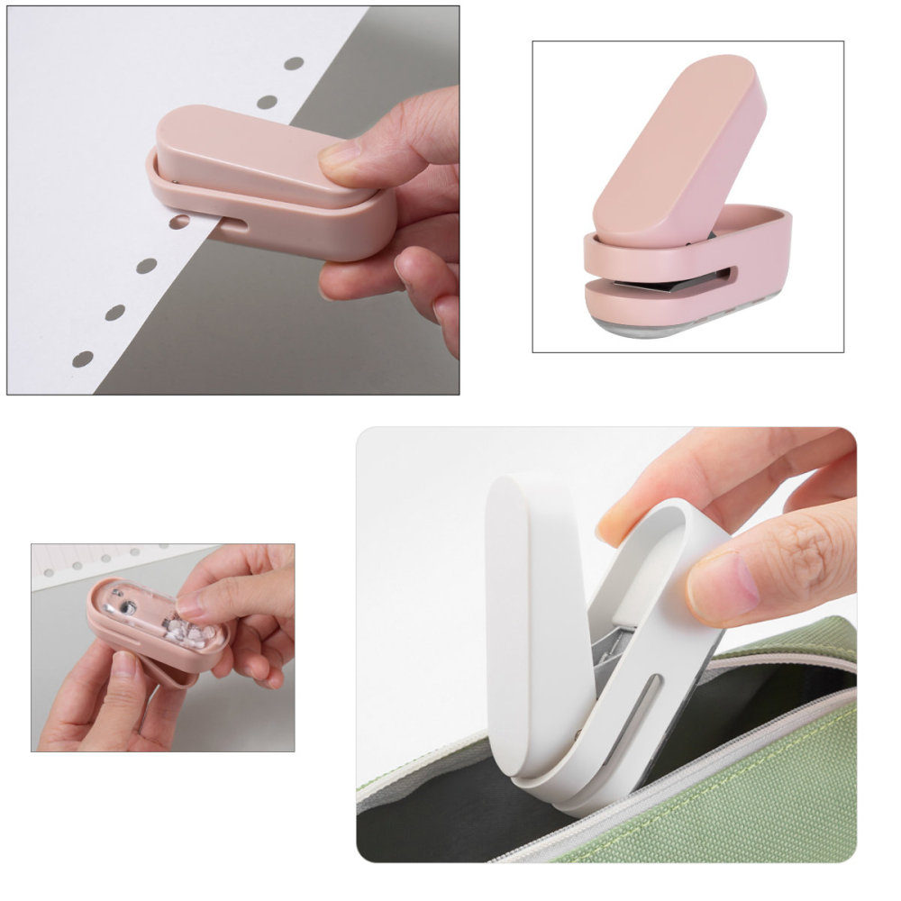 Perforator o gaura 10 coli Nusign, roz, plastic, portabil, diametru 6 mm, adancime 12 mm, dimensiuni 72x28x63 mm [5]