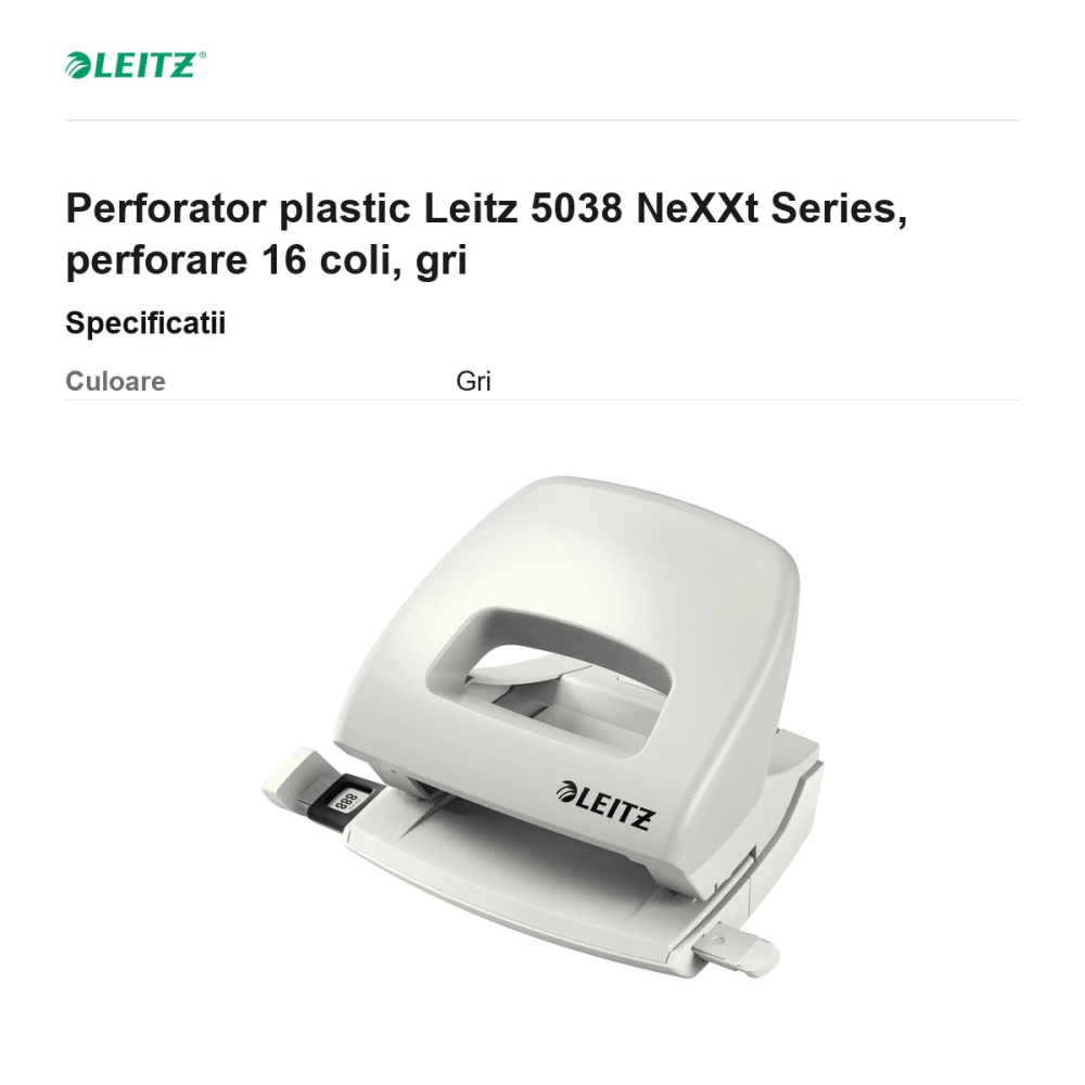 Perforator plastic Leitz 5038 NeXXt Series, perforare 16 coli, gri [3]