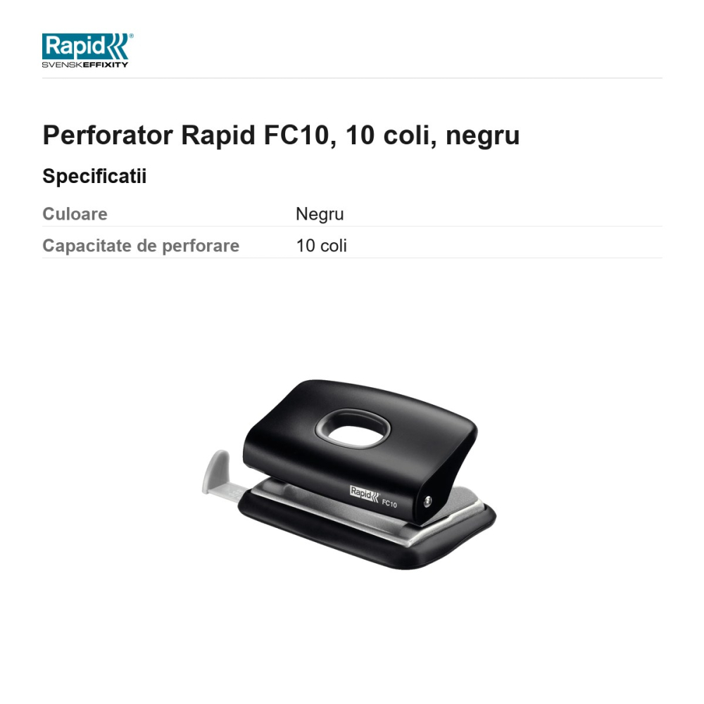Perforator Rapid FC10, 10 coli, negru [3]