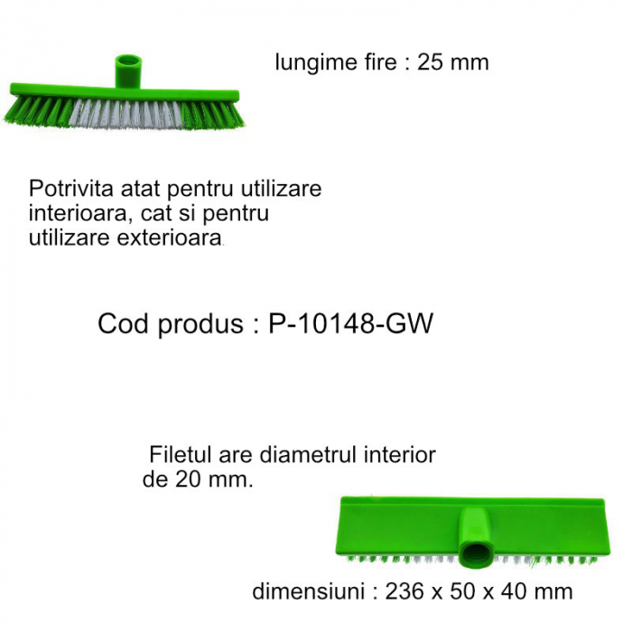 Perie covoare, cu filet 20mm, lungime 260mm, verde cu alb [6]