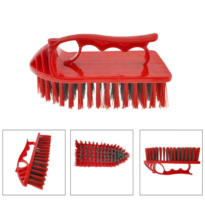 Perie cu maner, pentru curatenie, lungime 135 mm, din plastic, rosie [2]
