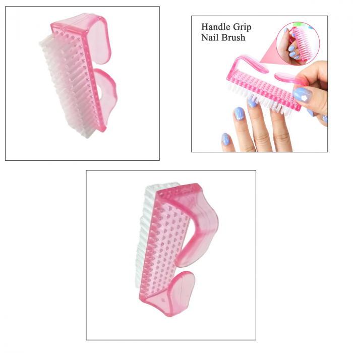 Perie cu maner, pentru unghii, J29-V23 00102, lungime 80mm, in blister, roz [3]