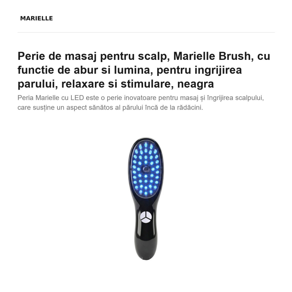Perie de masaj pentru scalp, Marielle Brush, cu functie de abur si lumina, pentru ingrijirea parului, relaxare si stimulare, neagra [2]