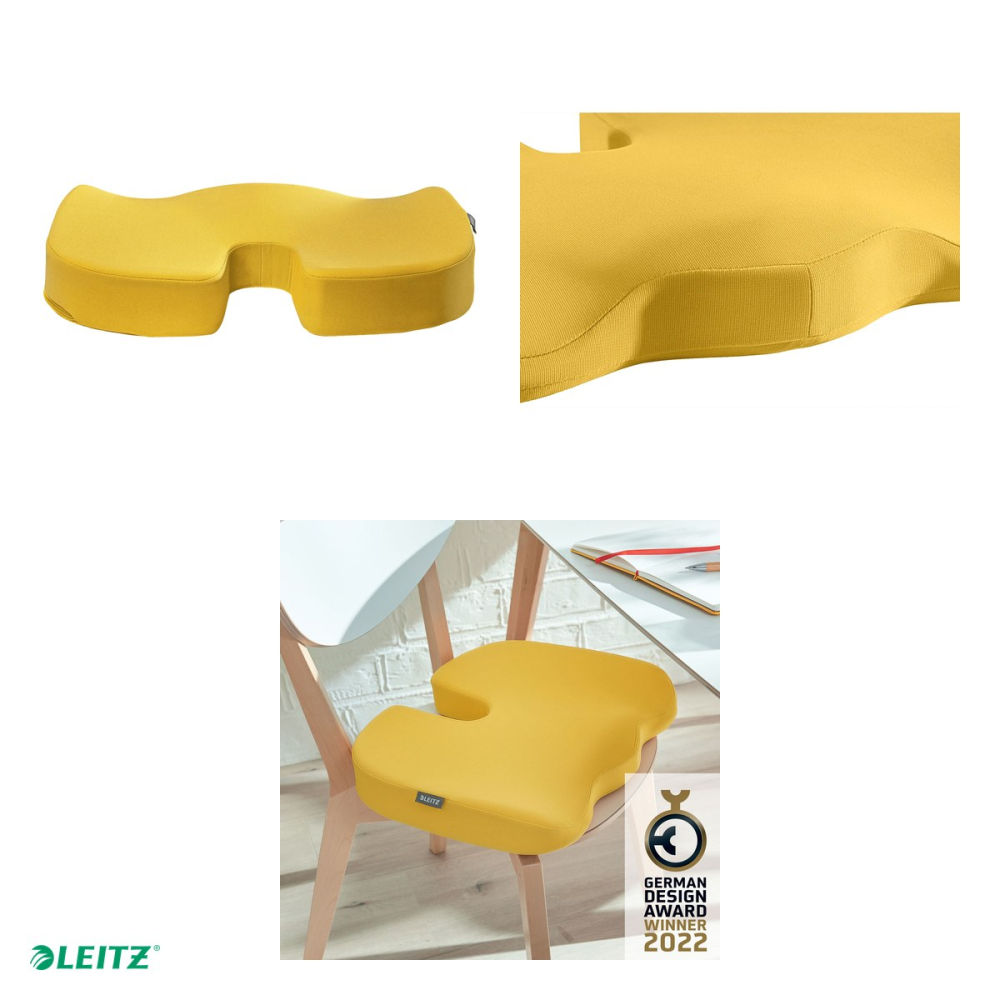 Pernuta ergonomica pentru scaun Leitz Cosy, din spuma cu memorie, husa lavabila, 355 x 75 x 455 mm, galben chihlimbar [4]