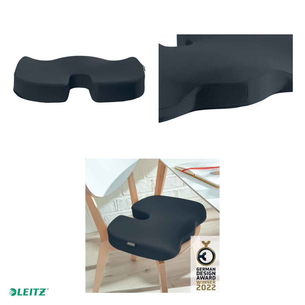 Pernuta ergonomica pentru scaun Leitz Cosy, din spuma cu memorie, husa lavabila, 355 x 75 x 455 mm, gri antracit [4]
