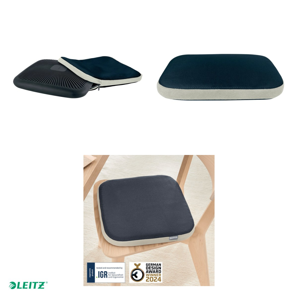 Pernuta ergonomica pentru scaun Leitz Ergo, forma patrata, husa lavabila, 55 x 368 x 364 mm, gri carbune [4]
