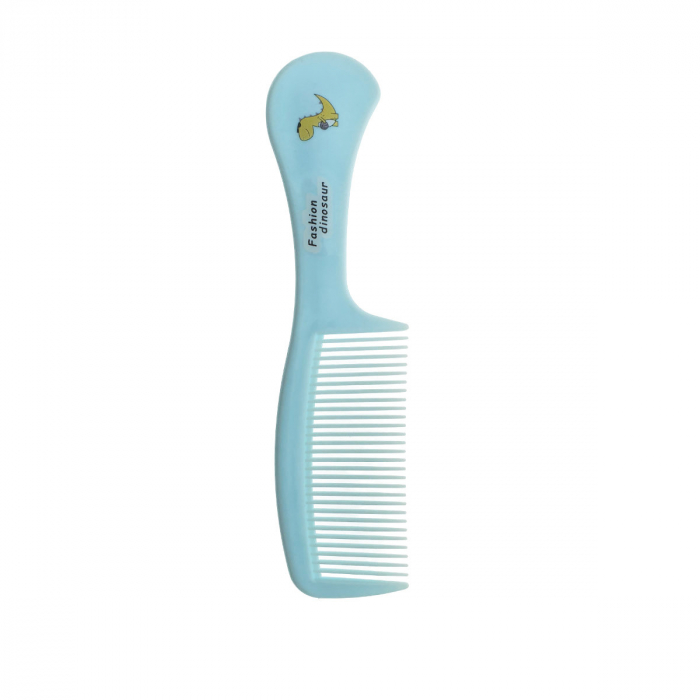 Pieptan cu maner, pentru coafare si ingrijirea parului, lungime 21.5 cm, Fashion dinozaur, 30 dinti rotunjiti, albastru [2]