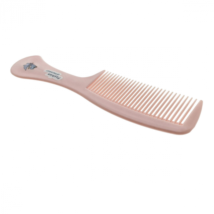 Pieptan cu maner, pentru coafare si ingrijirea parului, lungime 21.5 cm, Fashion dinozaur, 30 dinti rotunjiti, roz [2]