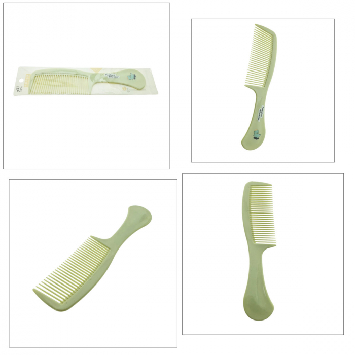 Pieptan cu maner, pentru coafare si ingrijirea parului, lungime 21.5 cm, Fashion dinozaur, 30 dinti rotunjiti, verde [5]
