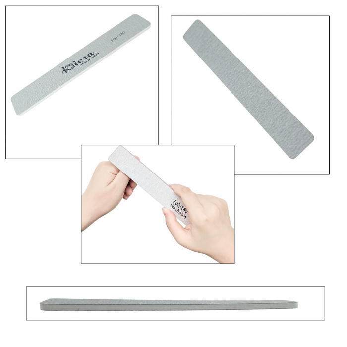 Pila dubla de unghii Kiera Beauty K4B-V14 01337, profesionala, 100/180 granulatie, in blister, gri [3]