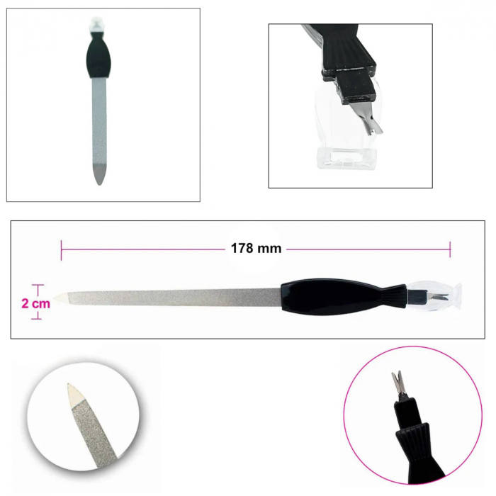 Pila manichiura cu dispozitiv pentru cuticule, J9-V15 00022, argintie cu negru [3]