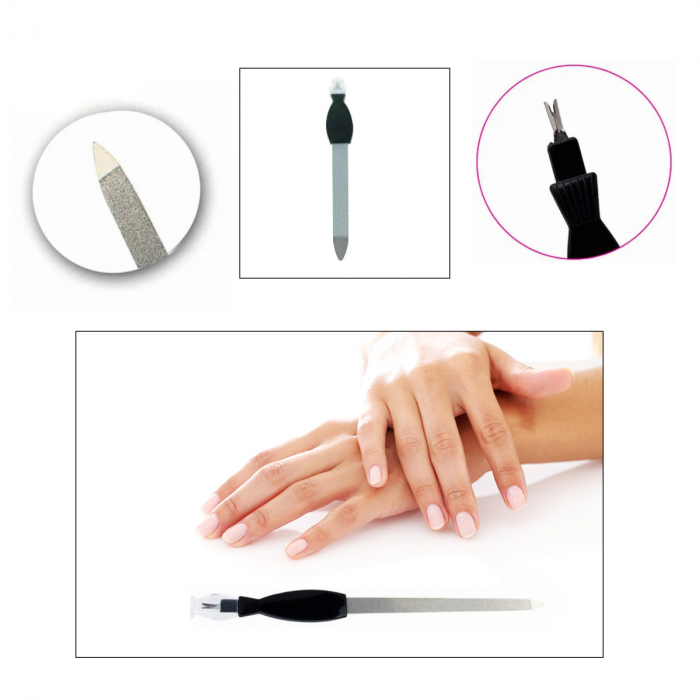 Pila manichiura cu dispozitiv pentru cuticule, J9-V15 00022, argintie cu negru [4]