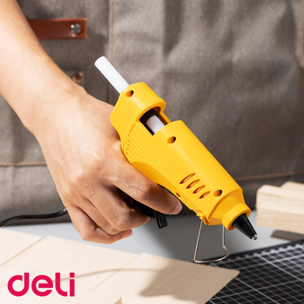 Pistol de lipit cu lipici topit Deli 60W, timp rapid de incalzire, pentru lemn, carton, plastic si proiecte creative [4]
