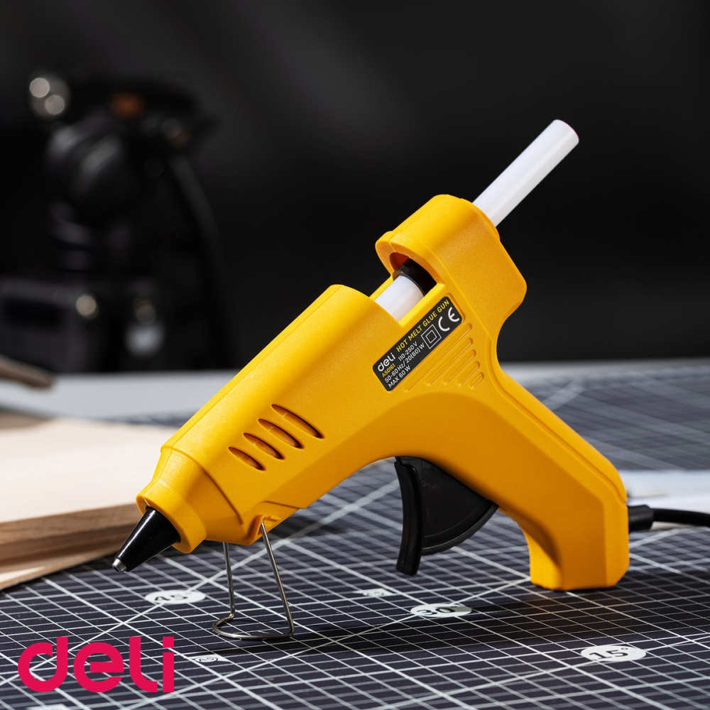 Pistol de lipit cu lipici topit Deli 60W, timp rapid de incalzire, pentru lemn, carton, plastic si proiecte creative [5]