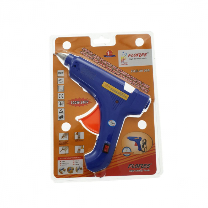 Pistol de lipit din plastic FAE-30099,100w, cu intrerupator, albastru [5]