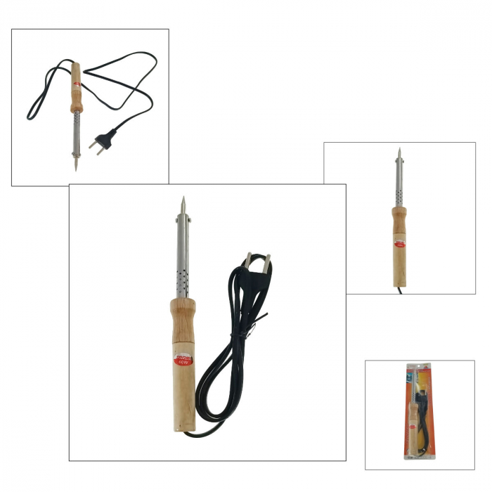 Pistol de lipit tip letcon, 60W, cu maner de lemn, cablu 120cm [4]