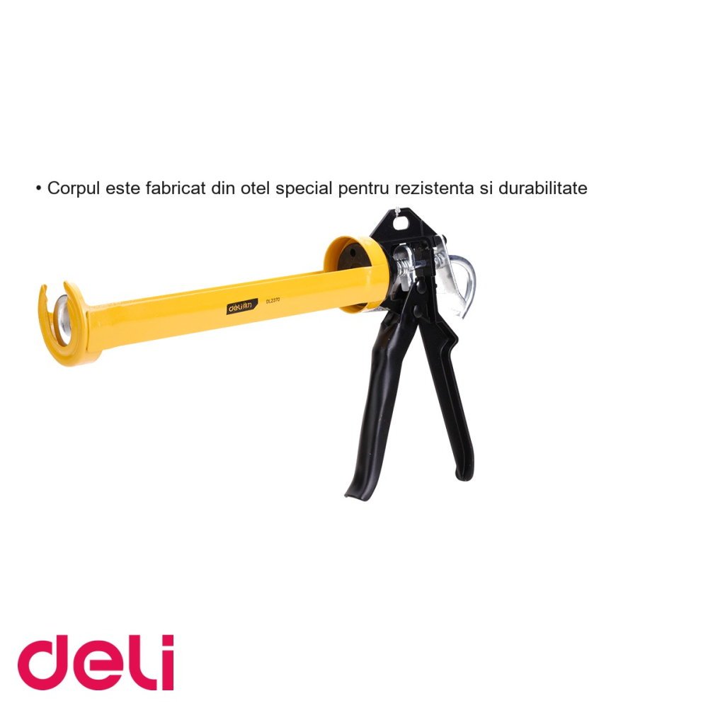 Pistol pentru tub silicon Deli, corp metalic din otel, pentru aplicare precisa a silicoanelor si adezivilor [3]
