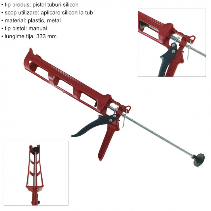 Pistol pentru tuburi de silicon, FS-12027-R, din plastic, rosu [6]