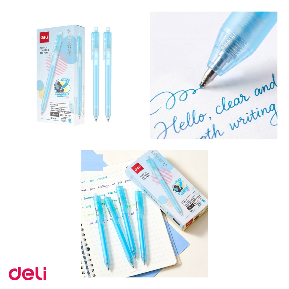 Pix cu gel acrilic Deli G140, cu mecanism, varf 1 mm, cerneala bleu [4]