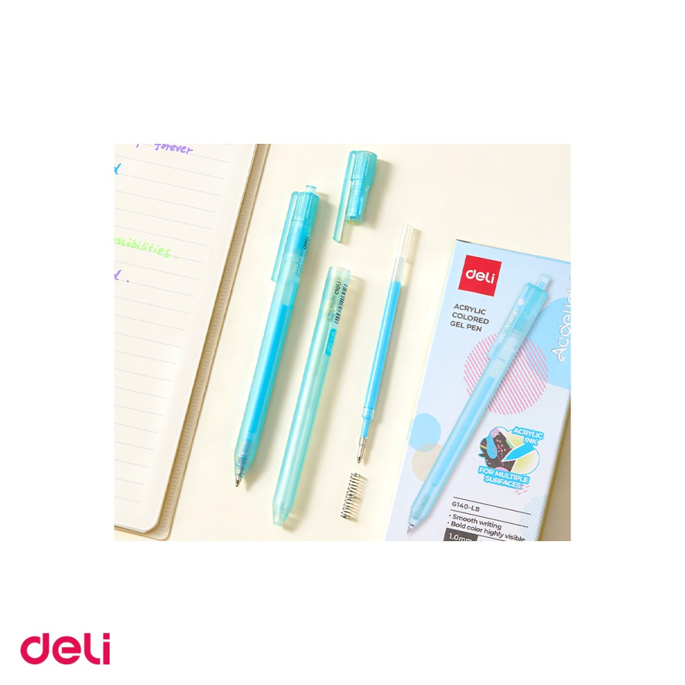 Pix cu gel acrilic Deli G140, cu mecanism, varf 1 mm, cerneala bleu [5]