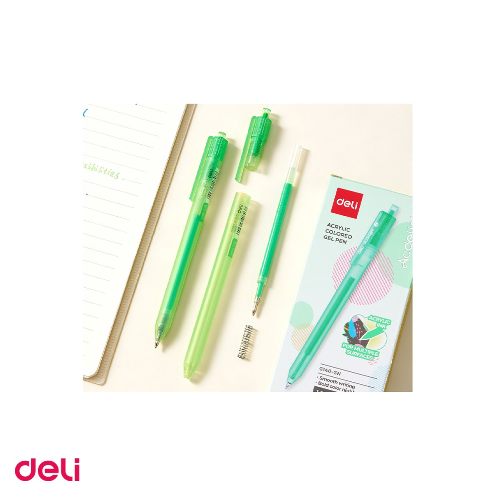 Pix cu gel acrilic Deli G140, cu mecanism, varf 1 mm, cerneala verde [5]