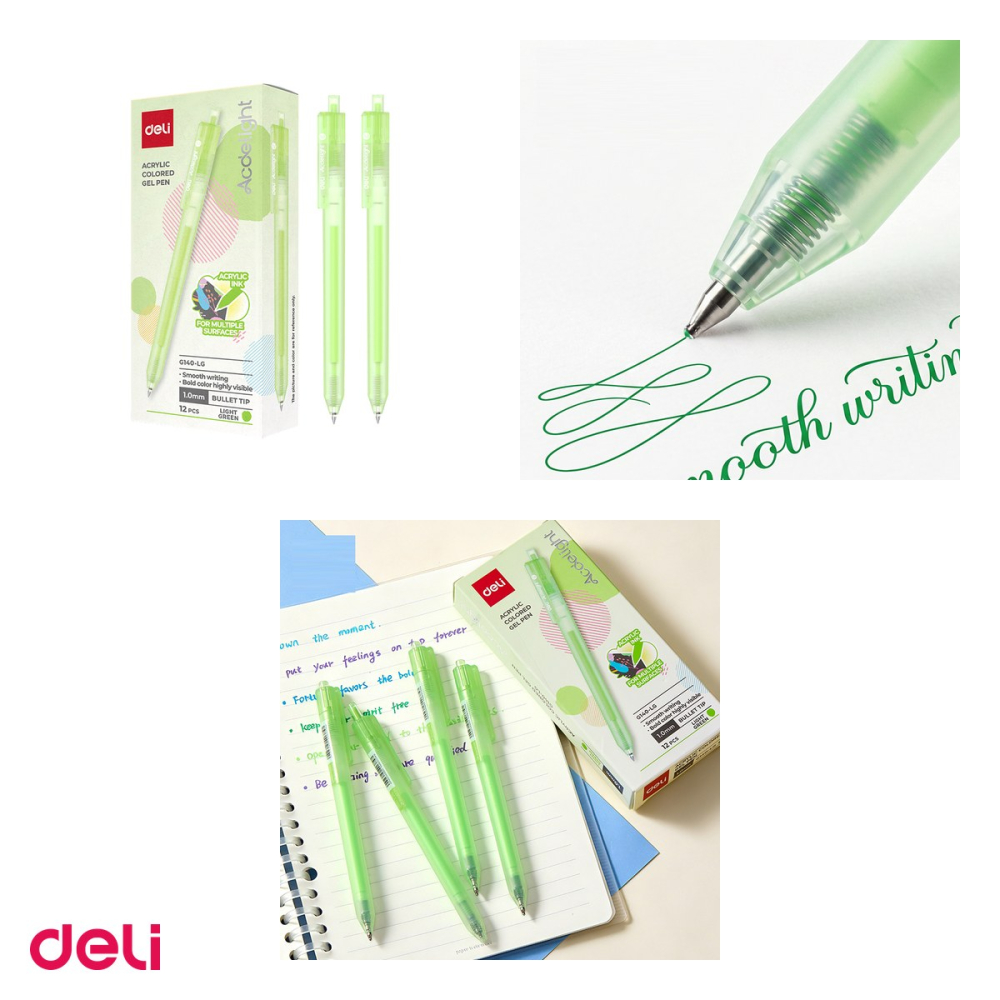 Pix cu gel acrilic Deli G140, cu mecanism, varf 1 mm, cerneala vernil [4]