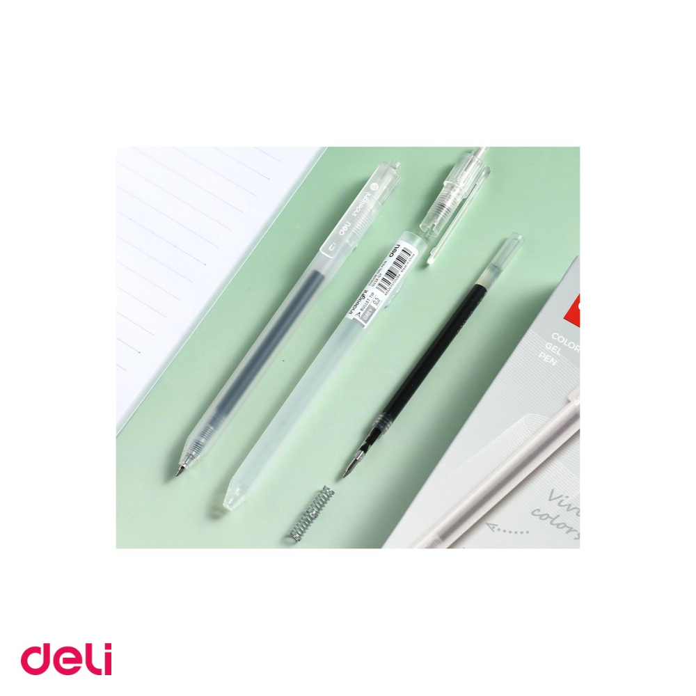 Pix cu gel Deli, cu mecanism, varf 0.5 mm, cerneala gri [5]