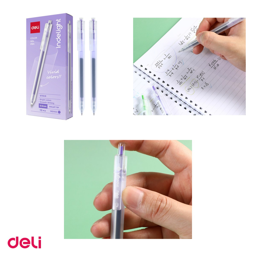 Pix cu gel Deli, cu mecanism, varf 0.5 mm, cerneala indigo [4]