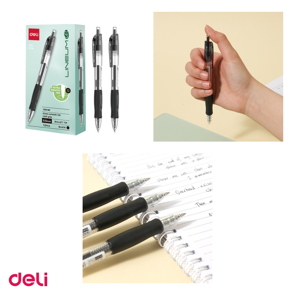 Pix cu gel Deli Lineum, cu mecanism, varf 0.5 mm, cerneala neagra [4]
