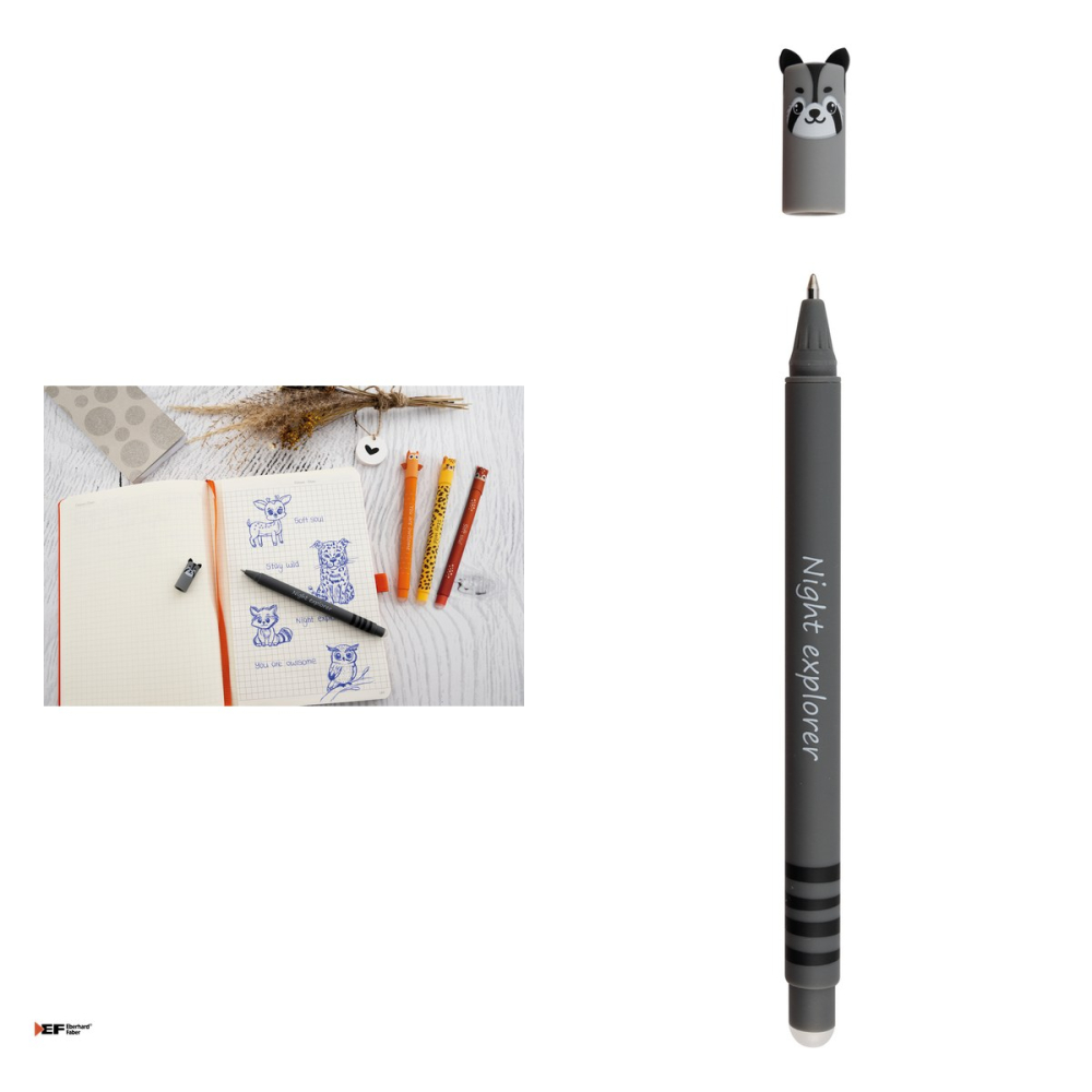 Pix cu gel Eberhard Faber Animal Erase it!, varf de 0,7 mm, Raton, cu cerneala albastra, reincarcabil, se poate sterge [4]