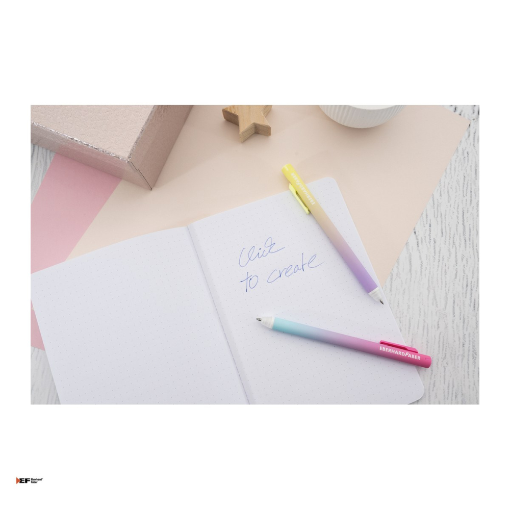 Pix cu gel Eberhard Faber Click It!, varf de 0,7 mm, turcoaz/roz, cu cerneala albastra, reincarcabil, se poate sterge [5]