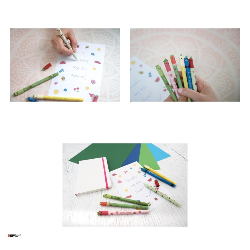 Pix cu gel Eberhard Faber Fruity Erase it!, varf de 0,7 mm, Avocado, cu cerneala albastra, se poate sterge [4]