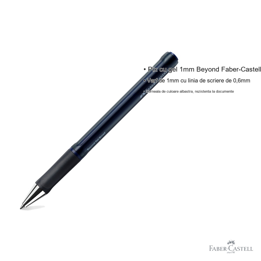 Pix cu gel Faber-Castell Beyond 1.0mm, cerneala albastra rezistenta, corp reciclat reincarcabil [3]