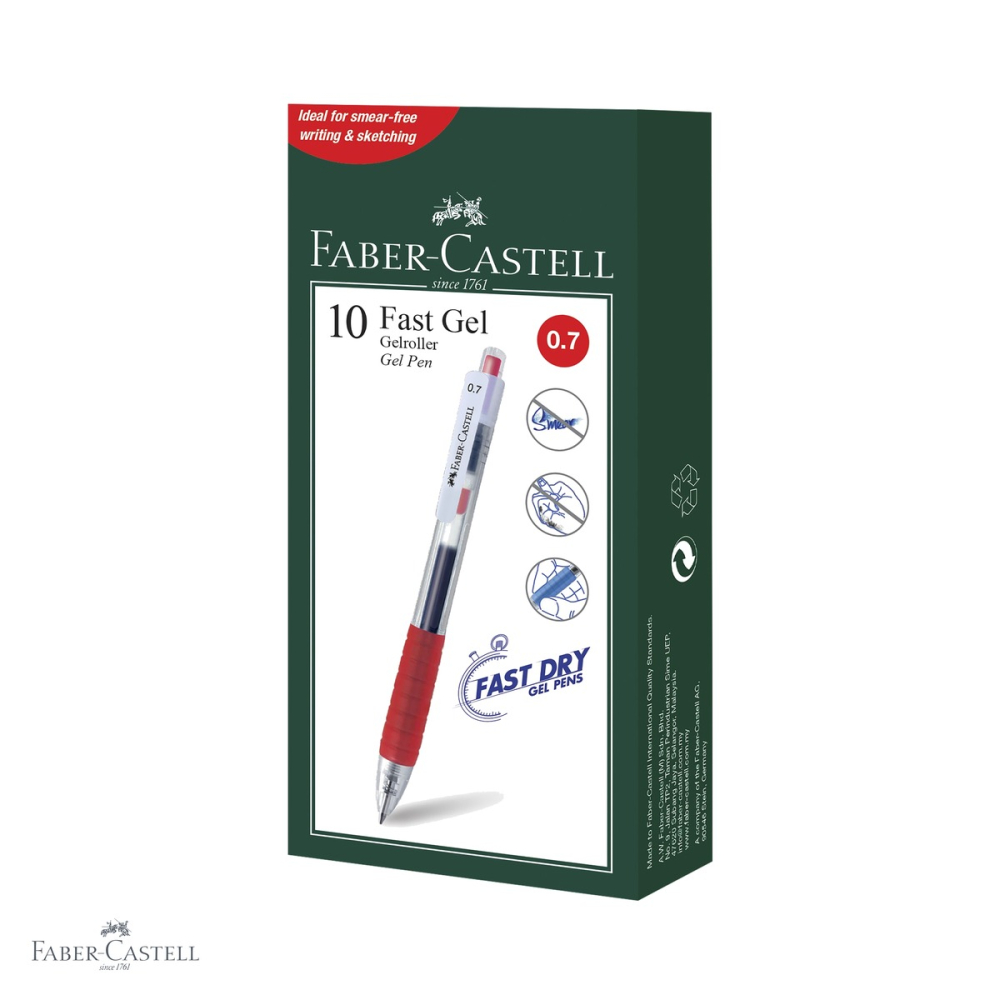 Pix cu gel Faber-Castell Fast Gel, scriere rapida 0.7 mm, rosu, mina retractabila [4]