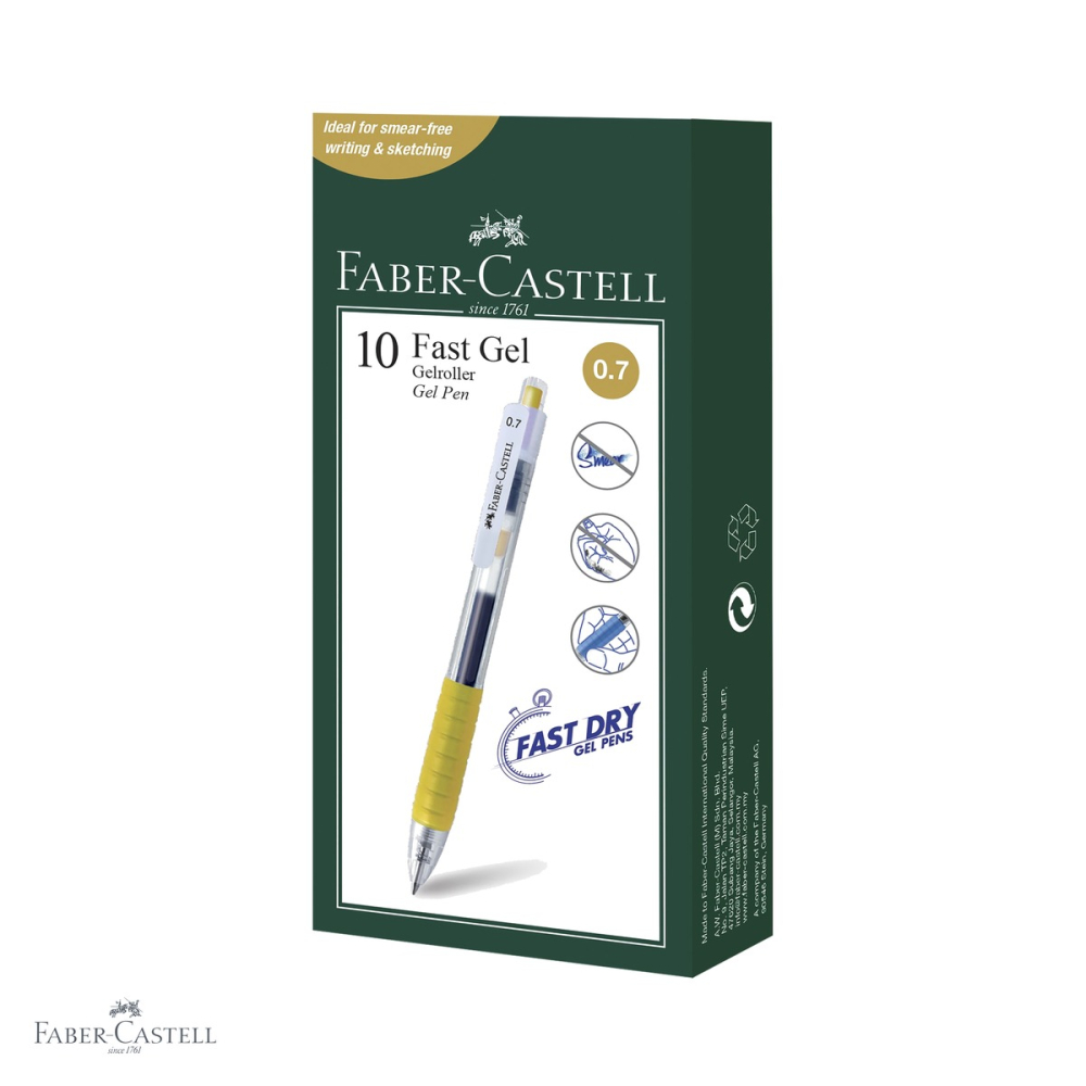 Pix cu gel Faber-Castell Fast Gel, varf 0.7 mm, cerneala aurie, uscare rapida, scriere fluida [4]
