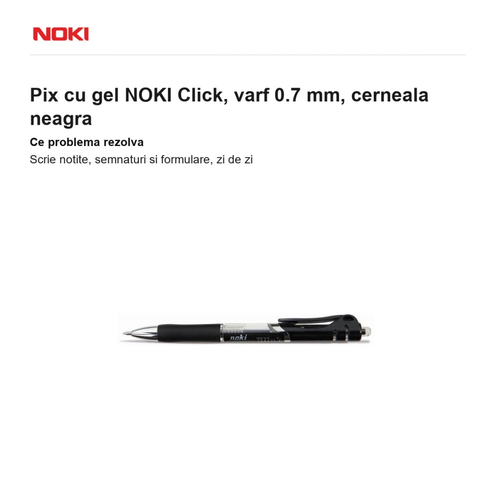 Pix cu gel NOKI Click, varf 0.7 mm, cerneala neagra [2]